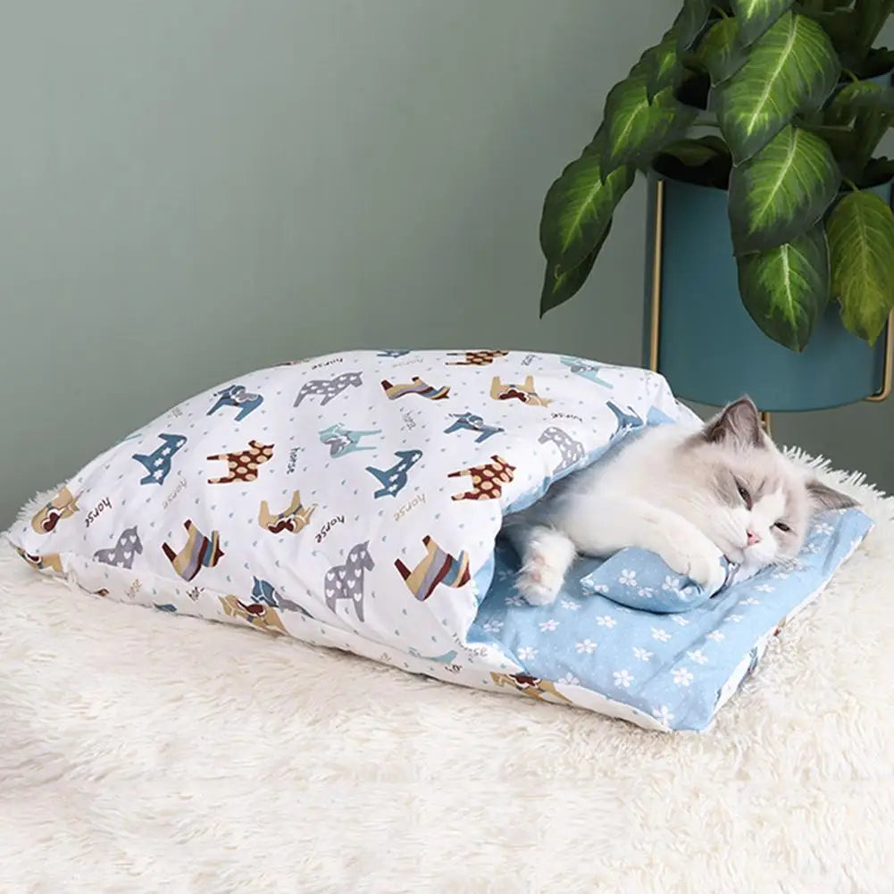 Washable Cat Bed Blanket Sleeping Bag Nest Animals Sleeping Sofa Bag Pet Small Dogs Blanket Winter Protection Kennel Nest