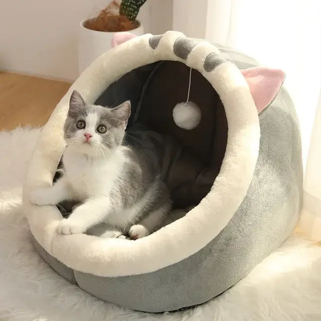 Warm Cats Bed Cute Cats House Kitten Lounger Cushion for Small Pet Sleep Tent Washable Cats Sleeping Bag Soft Dogs Basket Cave