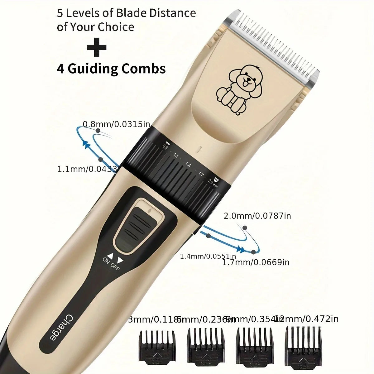 Electric Pet Grooming Kit - USB Rechargeable, Cordless Trimmer for Dogs & Cats , Professional Shaver Tool Set, Dog Grooming