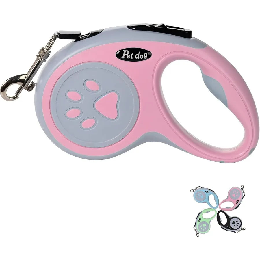 Retractable Dog Leash 5M 16FT Eendable Dog Lead with Strong Nylon Tape TangleFree OneHanded Brake Pause Lock for Small Medium D