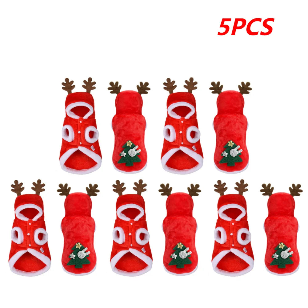Dog Christmas Costumes Elk Pet Dog Cold Weather Coats Winter Warm Dog Christmas Clothes for Small Dogs Cats