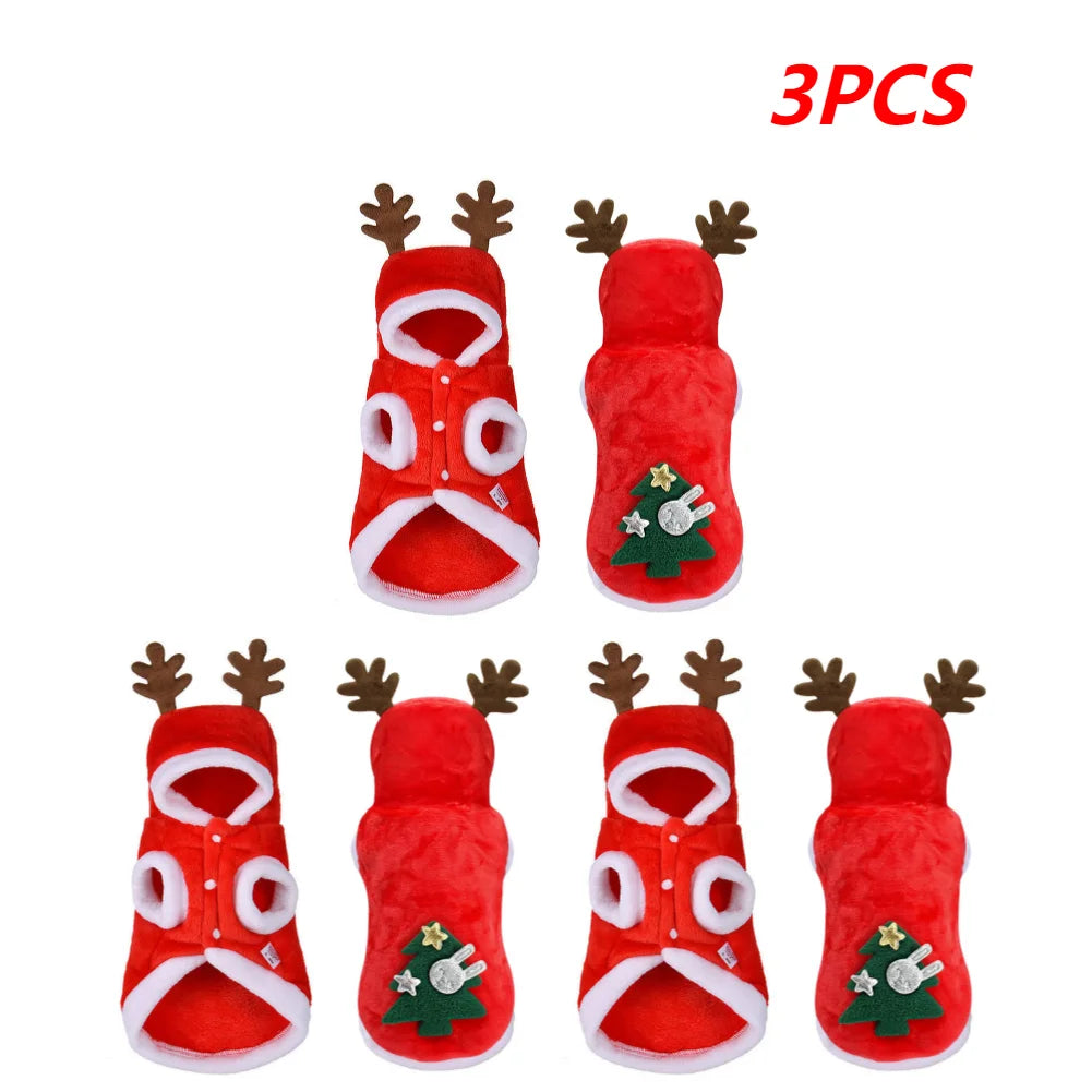 Dog Christmas Costumes Elk Pet Dog Cold Weather Coats Winter Warm Dog Christmas Clothes for Small Dogs Cats