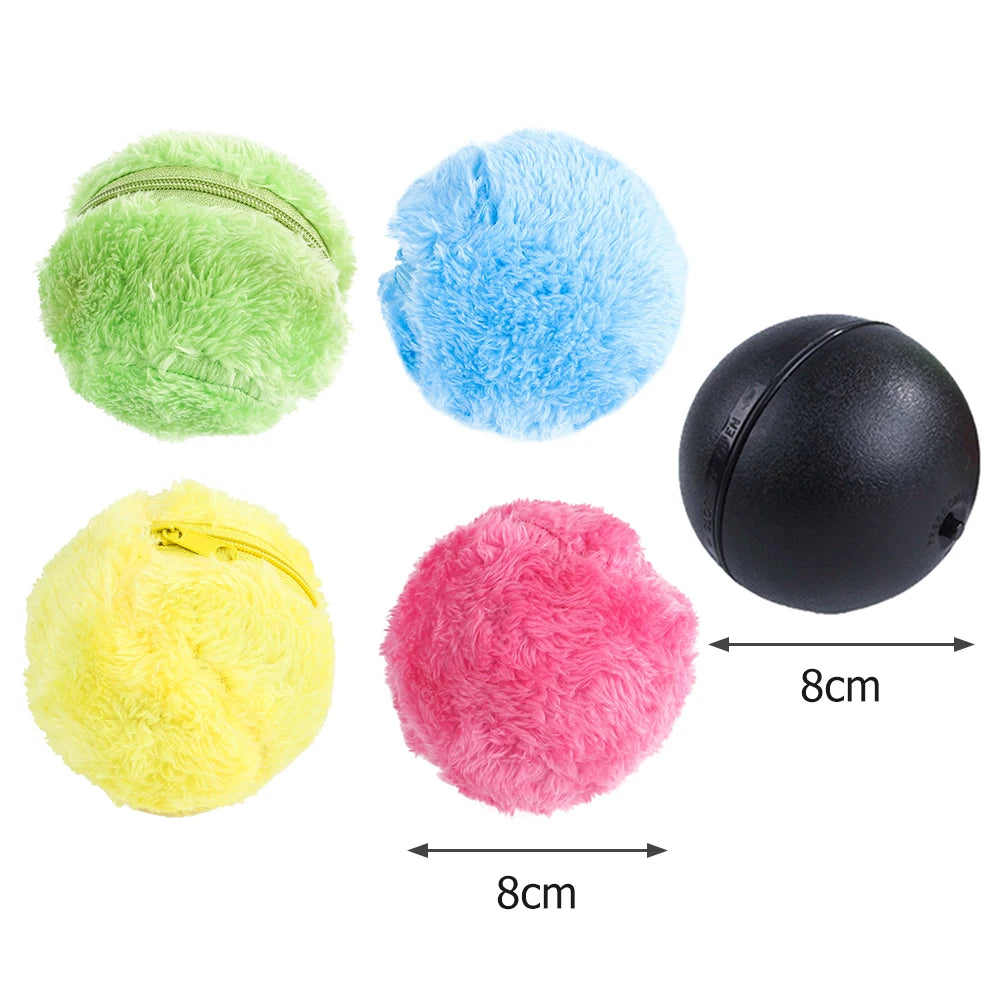 Interactive Toys Pet Electric Balls No Toxic 5pcs Automatic Dog Cat Balls Funny Rolling Toys with 4 Plush Caps for Home Cleaning