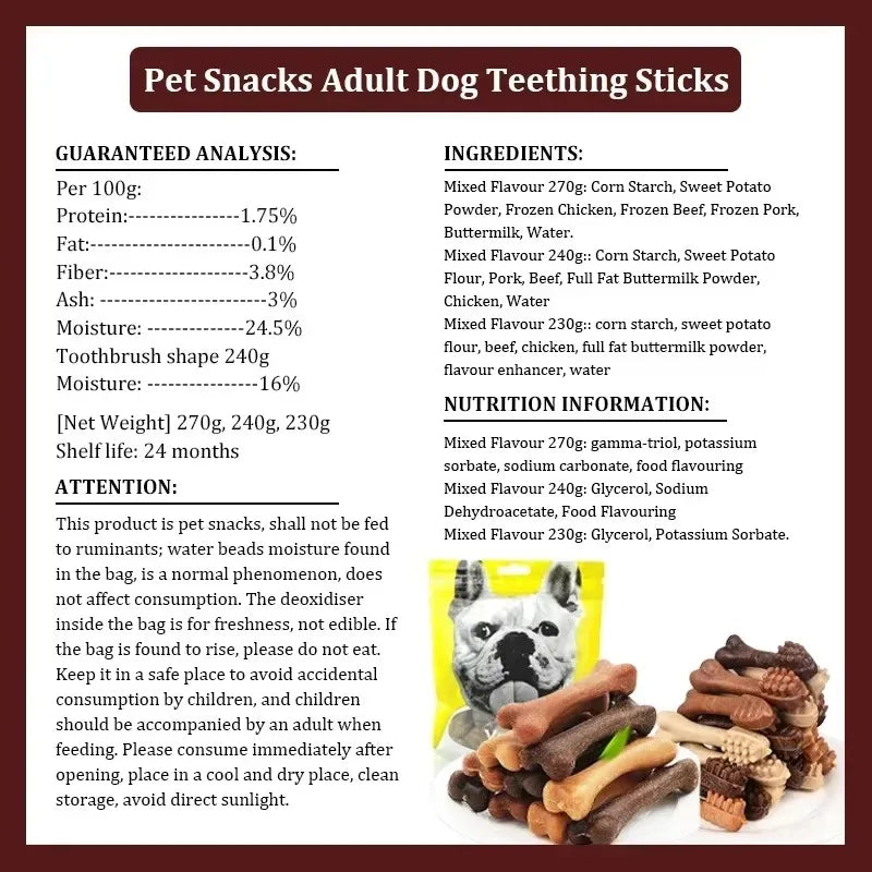 New Dog Bruxism Stick Toothbrush Bone Shape Fresh Natural Nutrition Healthy Adult Dogs Puppy Training Rewards Pet Food Snacks