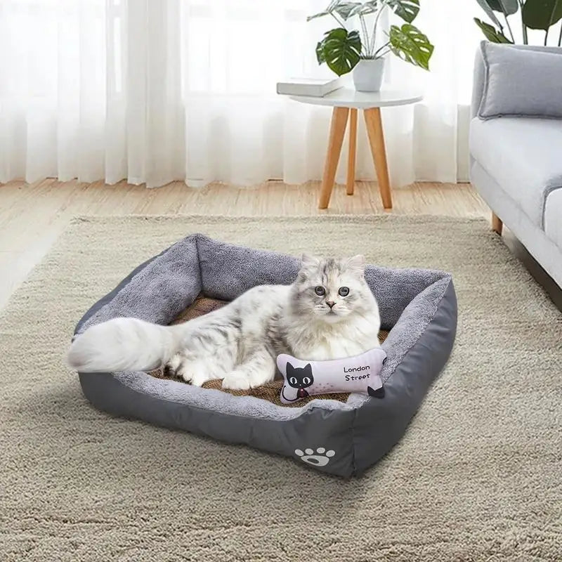 Dog Couch Bed Cozy Cuddler Luxury Puppy Pet Bed Small Dog Bed Soft Calming Sleeping Sofa Bed With Cooling Mat Blanket And Toy
