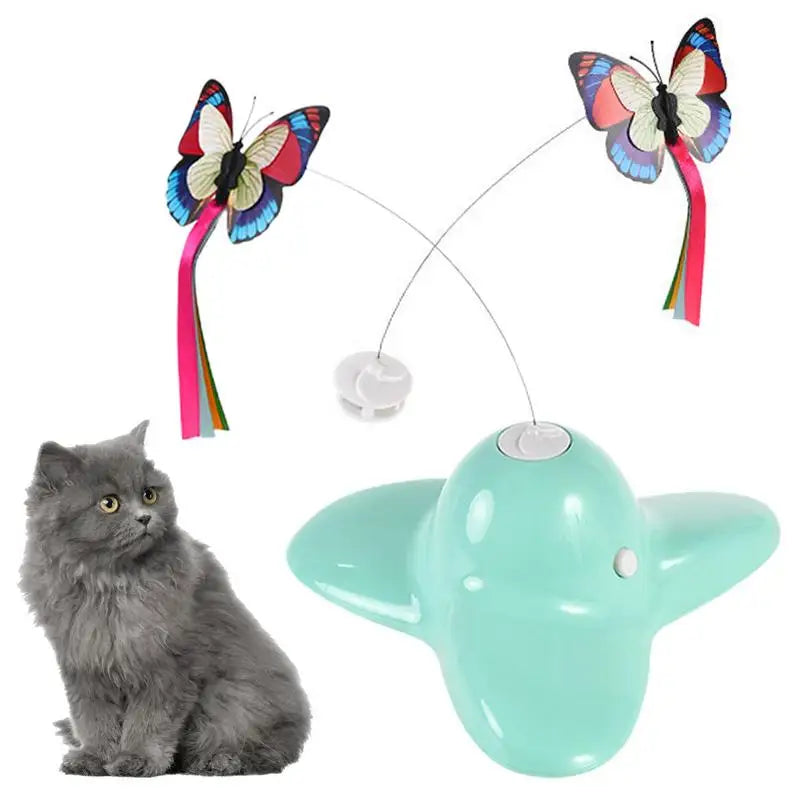 Interactive Pet Toys Cat Toy Moving Cat Toys With LED Light Weighted Base Butterfly Flutter Pet Exercise Toy Self Play