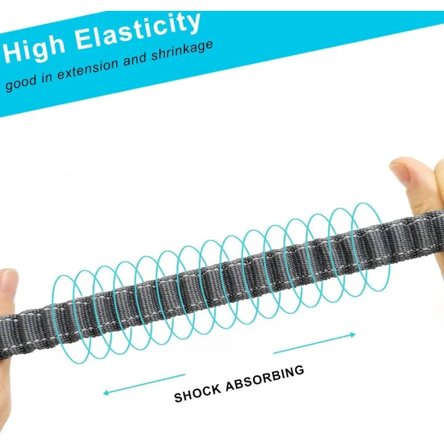 57FT Reflective Bungee Dog Leash No Pull for Shock Absorption Nylon Elastic Walking Leash for Small Medium Dogs Cats Grey