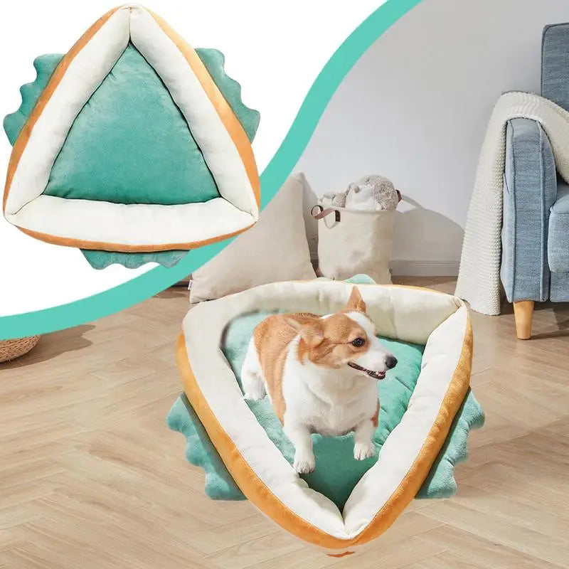 Unique Cat Bed Soft Triangular Shape Cat Bed Funny Cat Cushion Pet Calming Bed Non-Slip Bottom Small Dog Mat Washable Pet Crate