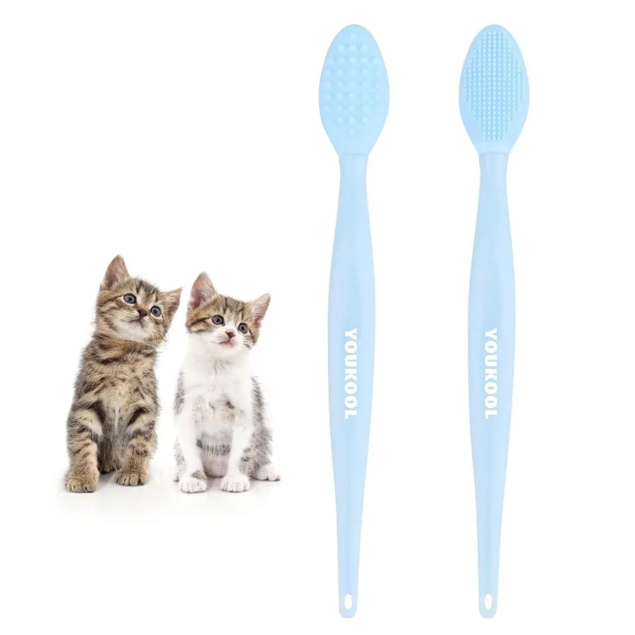 2PCS Pet Black Seed Brush for Cat Chin Acne and Blackhead Removal Silicone Double-sided Grooming Brush for Acne Treatment Acne