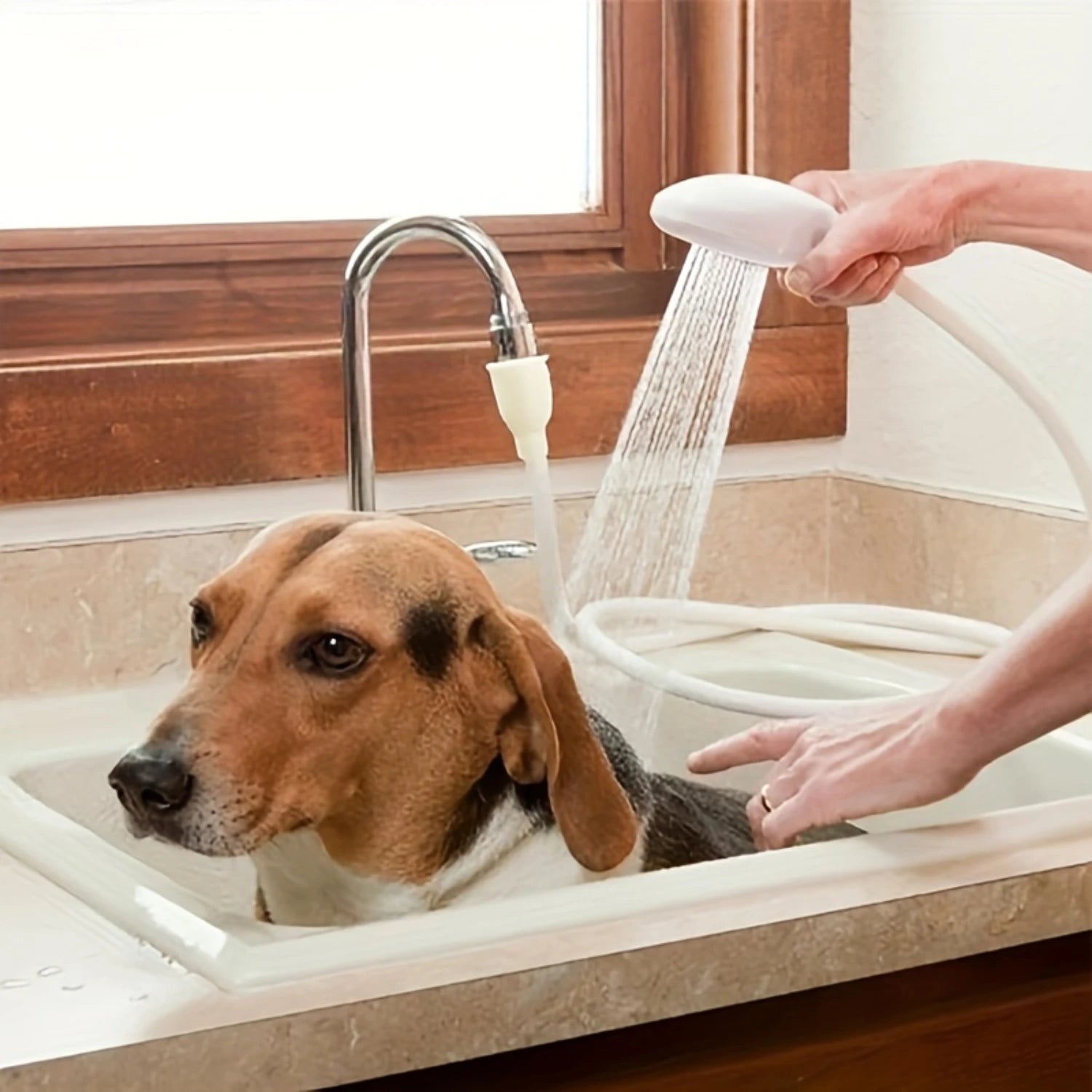 Versatile Pet Shower Head - Easy Connect, No-Power Needed For Dog & Cat Bathing,  Use