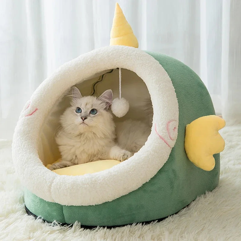 Warm Cats Bed Cute Cats House Kitten Lounger Cushion for Small Pet Sleep Tent Washable Cats Sleeping Bag Soft Dogs Basket Cave