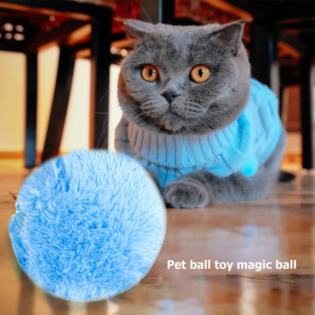 Interactive Toys Pet Electric Balls No Toxic 5pcs Automatic Dog Cat Balls Funny Rolling Toys with 4 Plush Caps for Home Cleaning