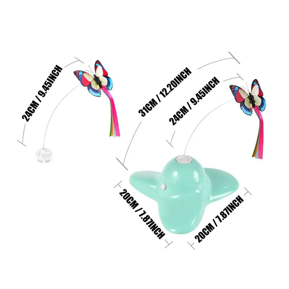 Interactive Pet Toys Cat Toy Moving Cat Toys With LED Light Weighted Base Butterfly Flutter Pet Exercise Toy Self Play
