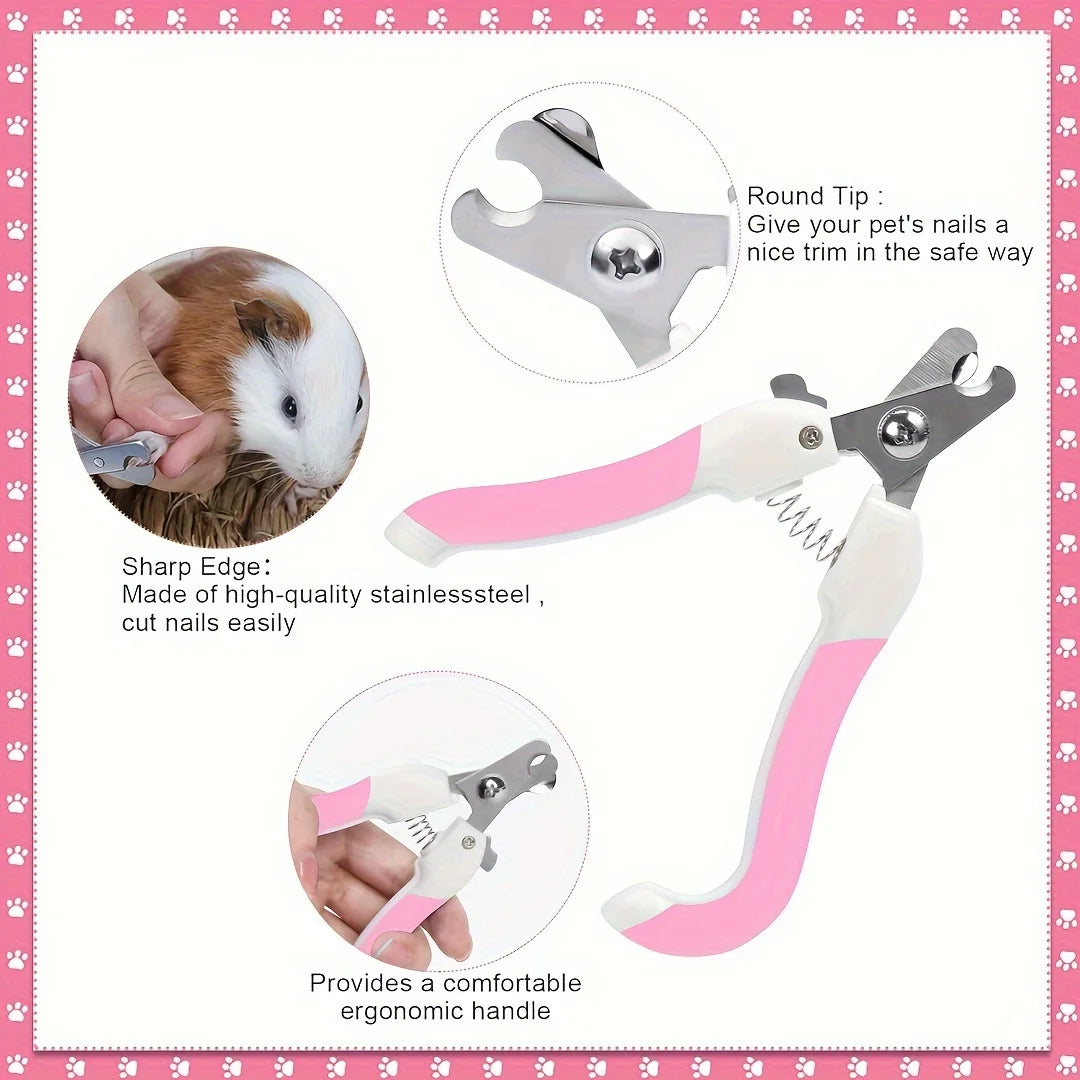 8-Piece Rabbit Grooming Kit with Silicone Brushes and Rubber Bristles - Pet Grooming Set for Small Animals - Includes Nail Clipp