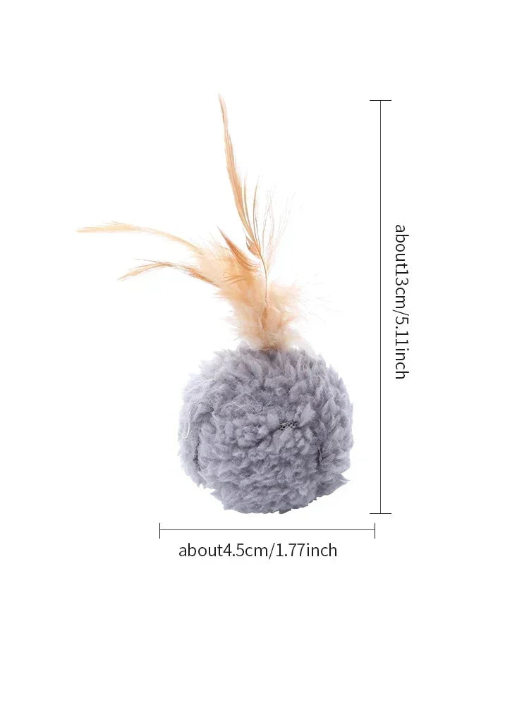 Cat toy plush ball with feathers interactive fun chase pet supplies Throwing Funny Interactive Plush Toy