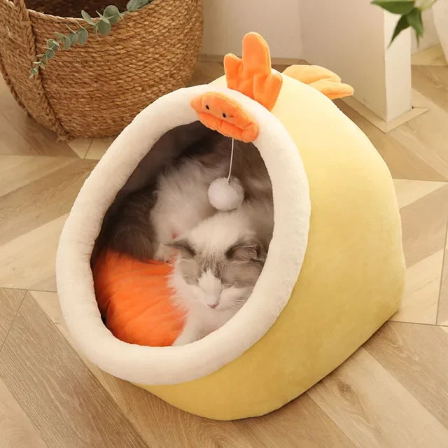 Warm Cats Bed Cute Cats House Kitten Lounger Cushion for Small Pet Sleep Tent Washable Cats Sleeping Bag Soft Dogs Basket Cave