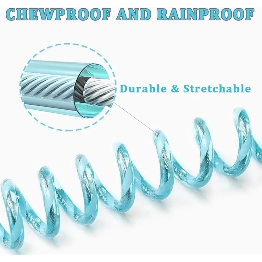 Chew Proof Dog Leash Cable Shock Absorption Reflective AntiPull Coated Wire Rope Stretch Leash with Wide Nylon Handle for Small