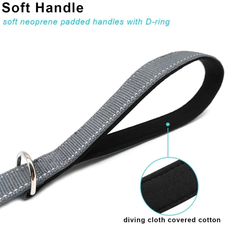 57FT Reflective Bungee Dog Leash No Pull for Shock Absorption Nylon Elastic Walking Leash for Small Medium Dogs Cats Grey