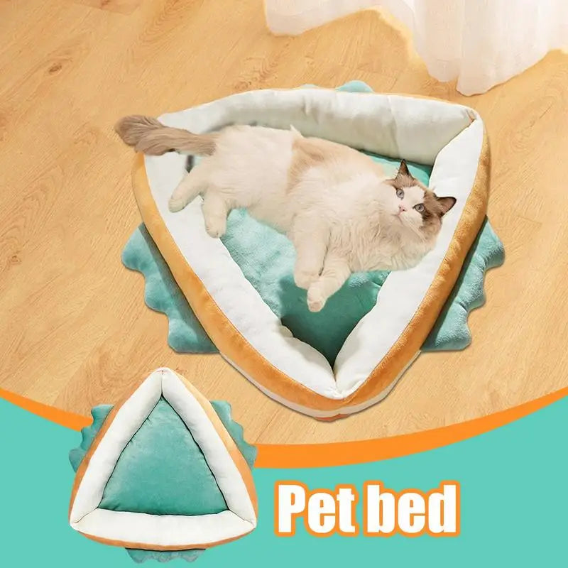 Unique Cat Bed Soft Triangular Shape Cat Bed Funny Cat Cushion Pet Calming Bed Non-Slip Bottom Small Dog Mat Washable Pet Crate