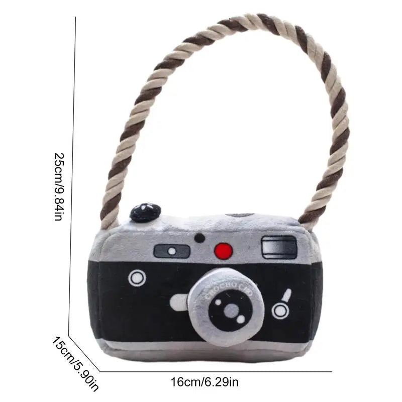 Dog Chewing Toys For Aggressive Chewers Squeaky Dog Toy Cute Camera Shape Plushie Pet Toys For Chewing & Teething