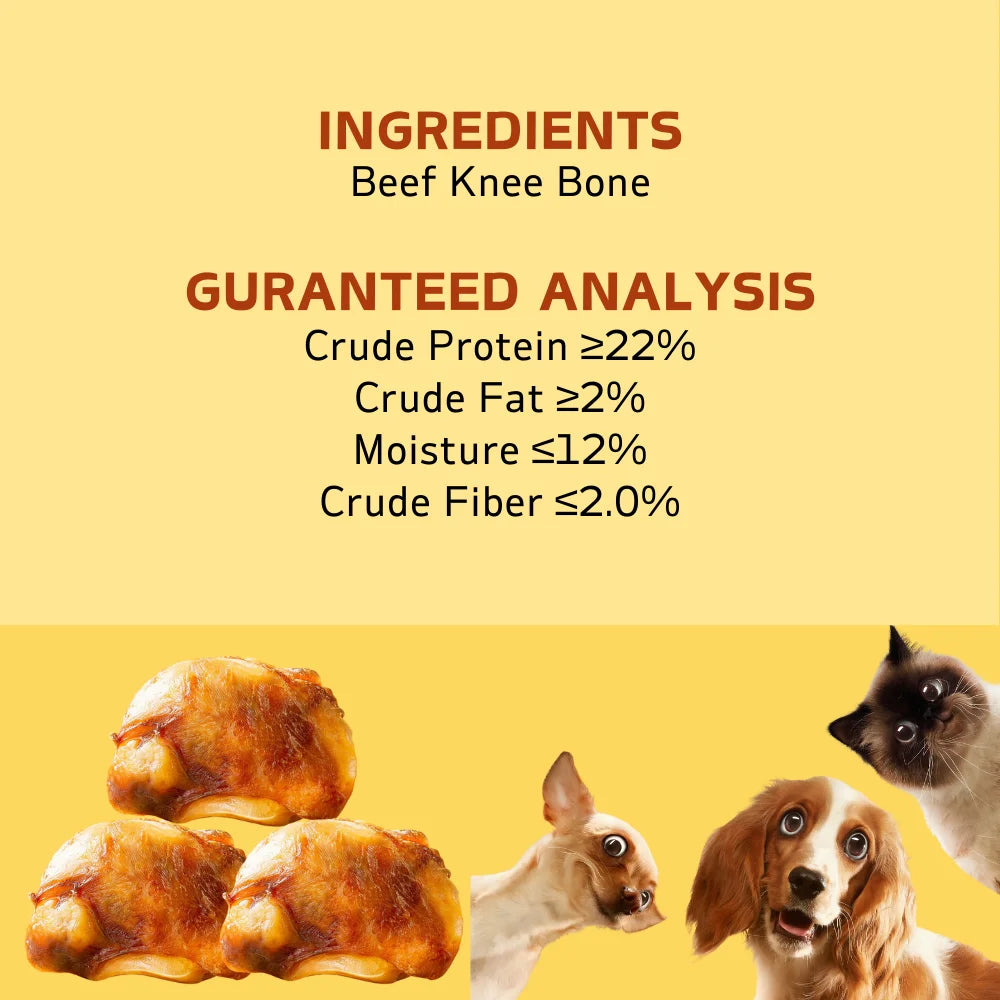 1 Pack (3Count)-11.64oz(330g)-Dog Bones Cow Knee Cap Bone for Small and Medium Breed Dogs Natural