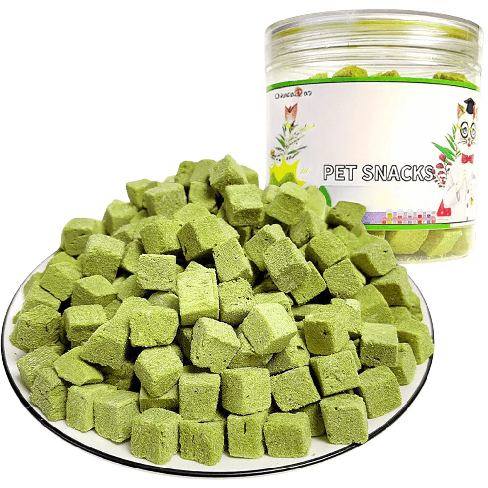 3.8oz/100g Cat Grass Treats for Hairball Support and Teeth Cleaning, Chicken Flavored Hairball Treats for Cats