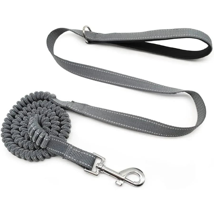 57FT Reflective Bungee Dog Leash No Pull for Shock Absorption Nylon Elastic Walking Leash for Small Medium Dogs Cats Grey