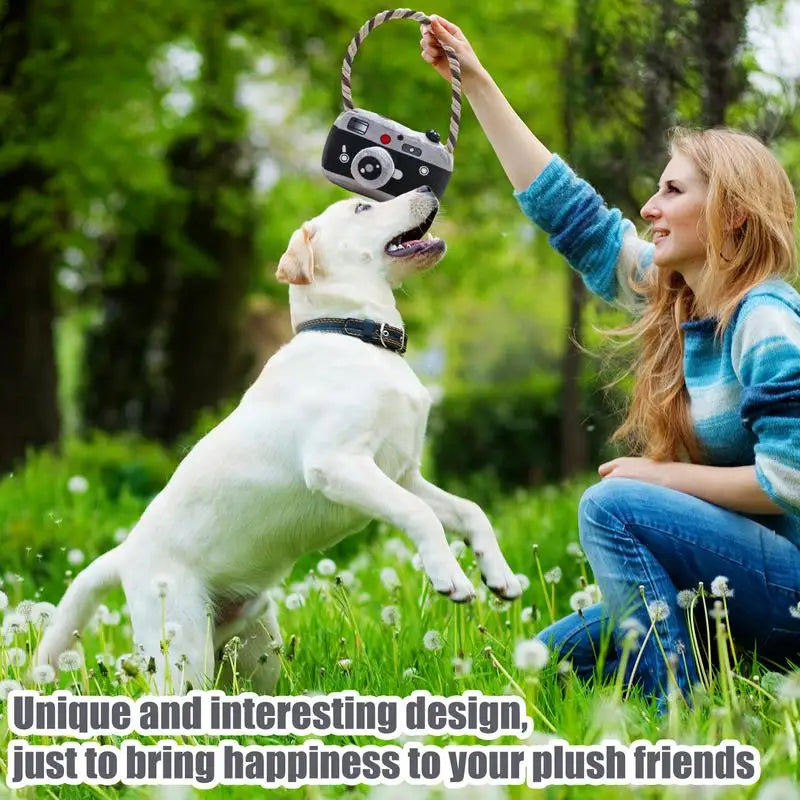 Dog Chewing Toys For Aggressive Chewers Squeaky Dog Toy Cute Camera Shape Plushie Pet Toys For Chewing & Teething