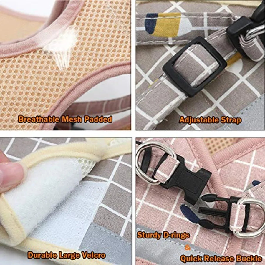 Soft Mesh Dog Harness and Leash Set for Walking No Pull Adjustable Reflective Puppy Stepin Vest Harness for Puppy Small Medium