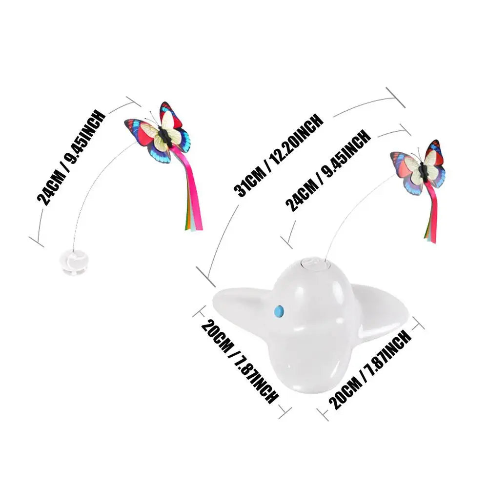 Interactive Pet Toys Cat Toy Moving Cat Toys With LED Light Weighted Base Butterfly Flutter Pet Exercise Toy Self Play