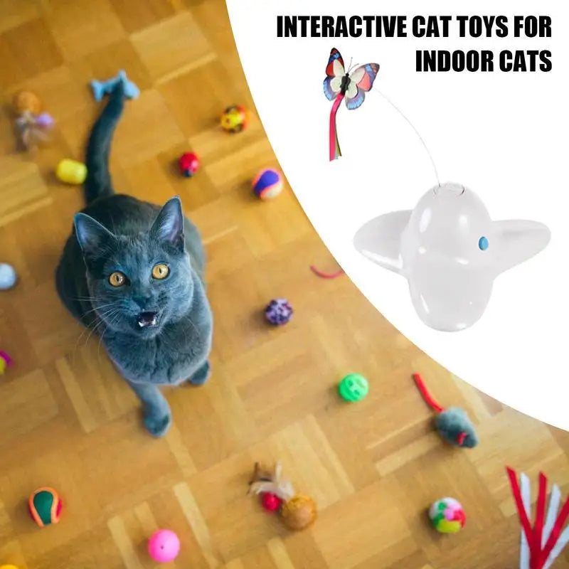 Interactive Pet Toys Cat Toy Moving Cat Toys With LED Light Weighted Base Butterfly Flutter Pet Exercise Toy Self Play