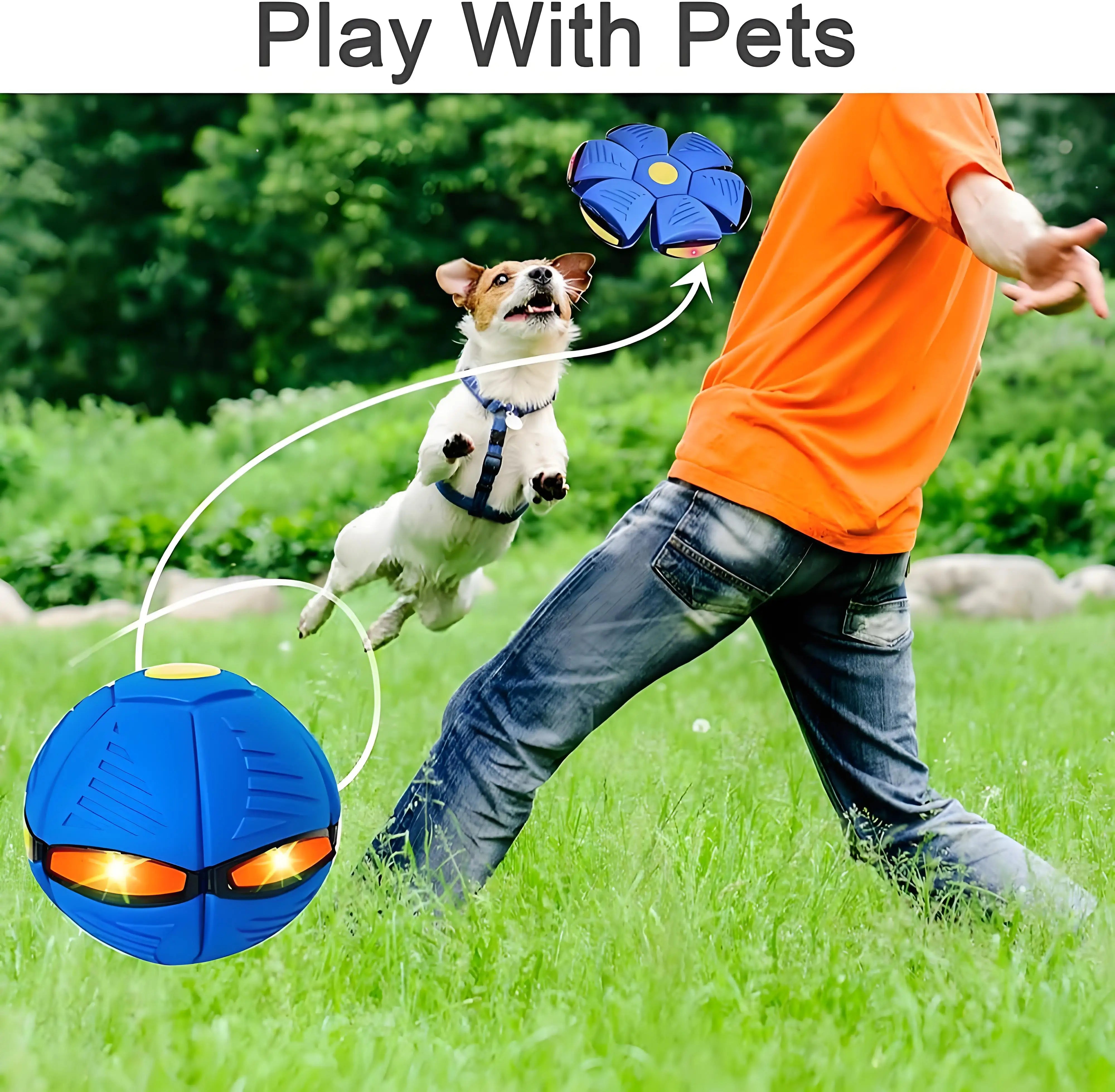 Interactive Bounce Ball Pet Toy, Automatic Deformation Magic Soccer Ball for Cats & Dogs - Chew-Resistant