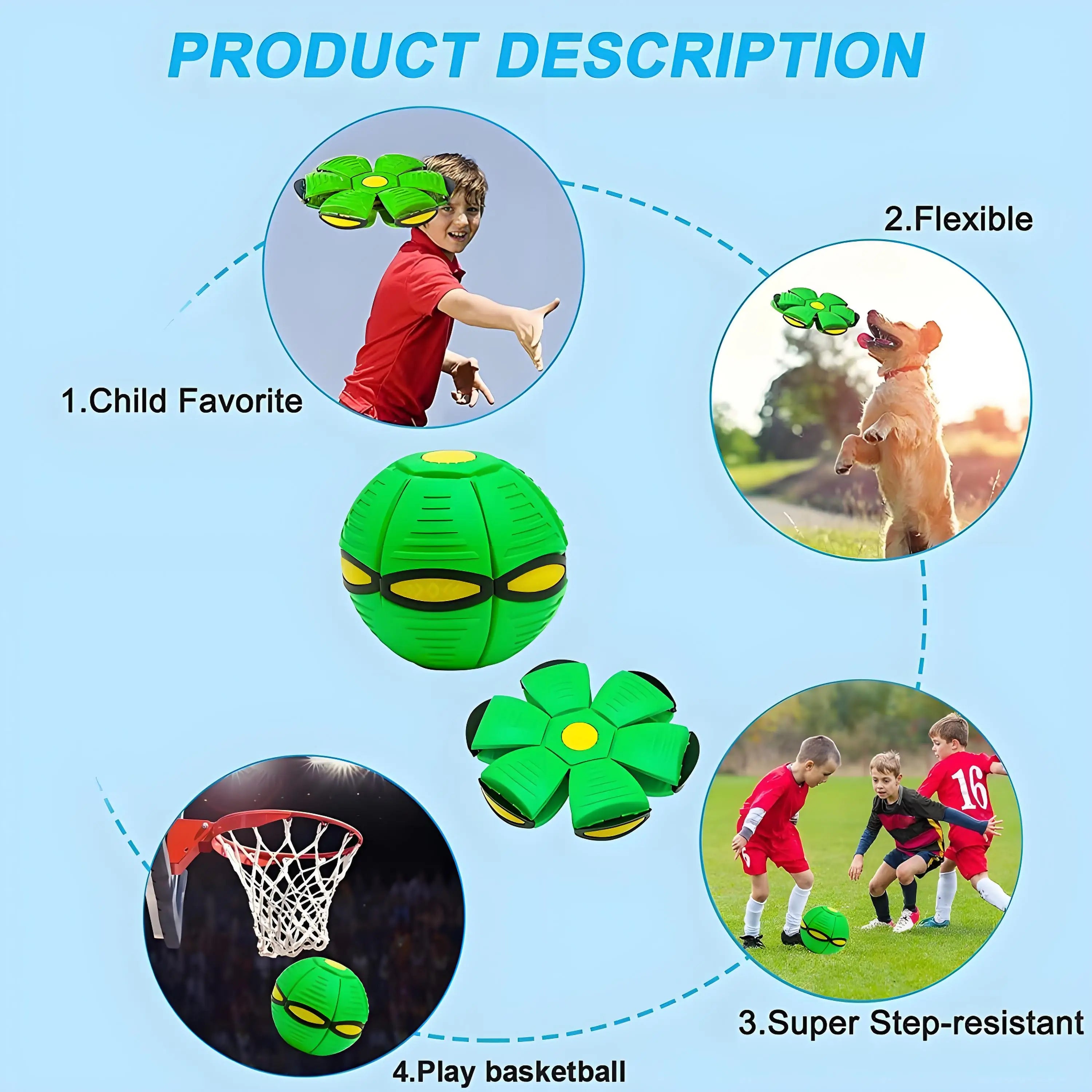 Interactive Bounce Ball Pet Toy, Automatic Deformation Magic Soccer Ball for Cats & Dogs - Chew-Resistant