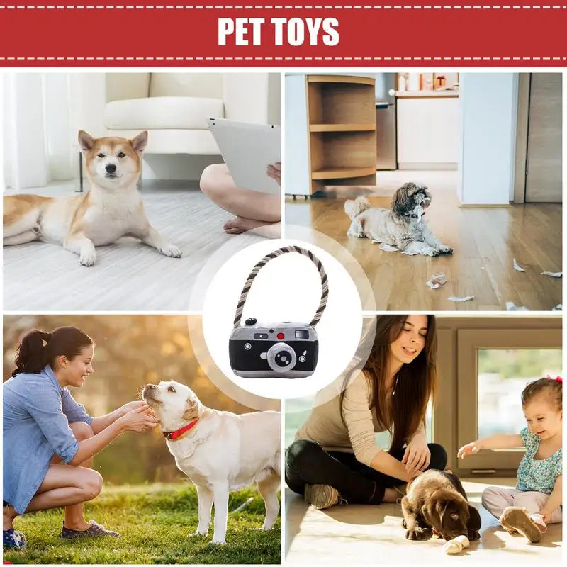 Dog Chewing Toys For Aggressive Chewers Squeaky Dog Toy Cute Camera Shape Plushie Pet Toys For Chewing & Teething