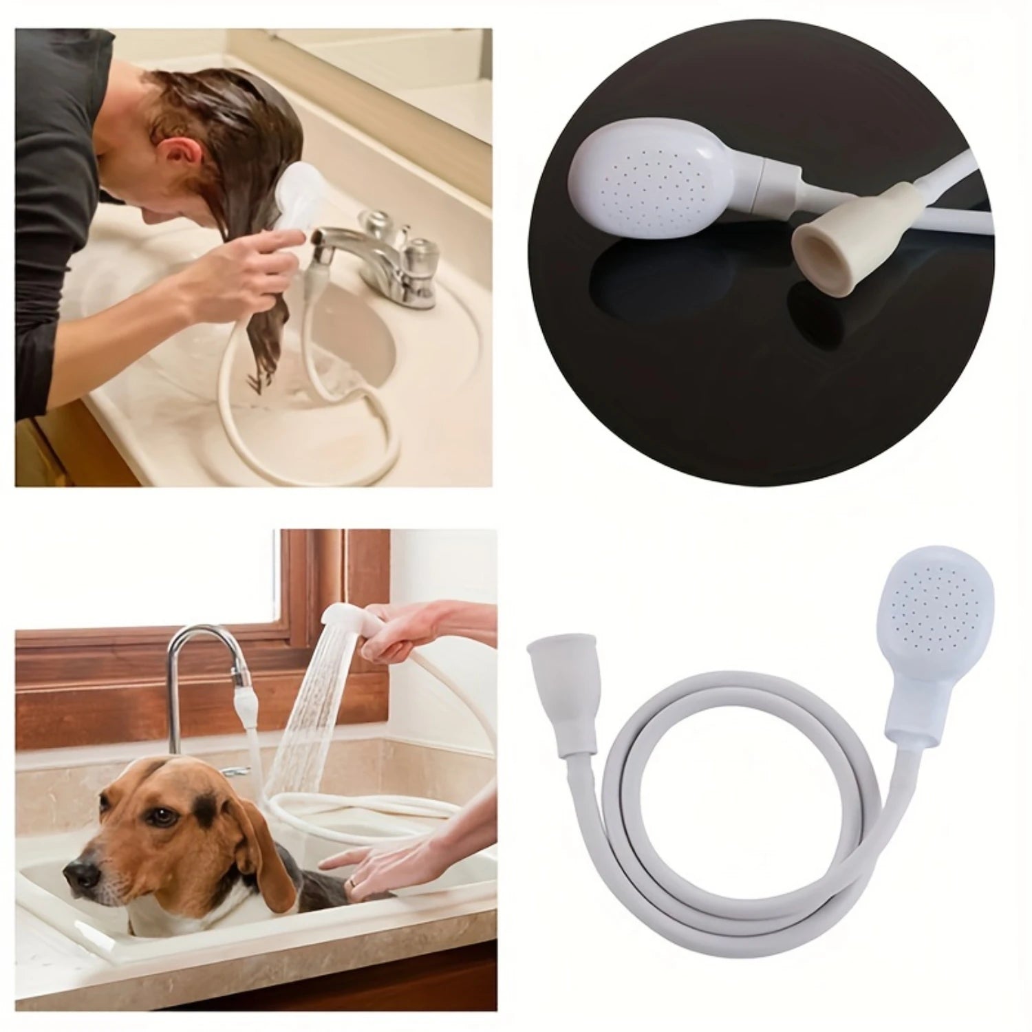 Versatile Pet Shower Head - Easy Connect, No-Power Needed For Dog & Cat Bathing,  Use