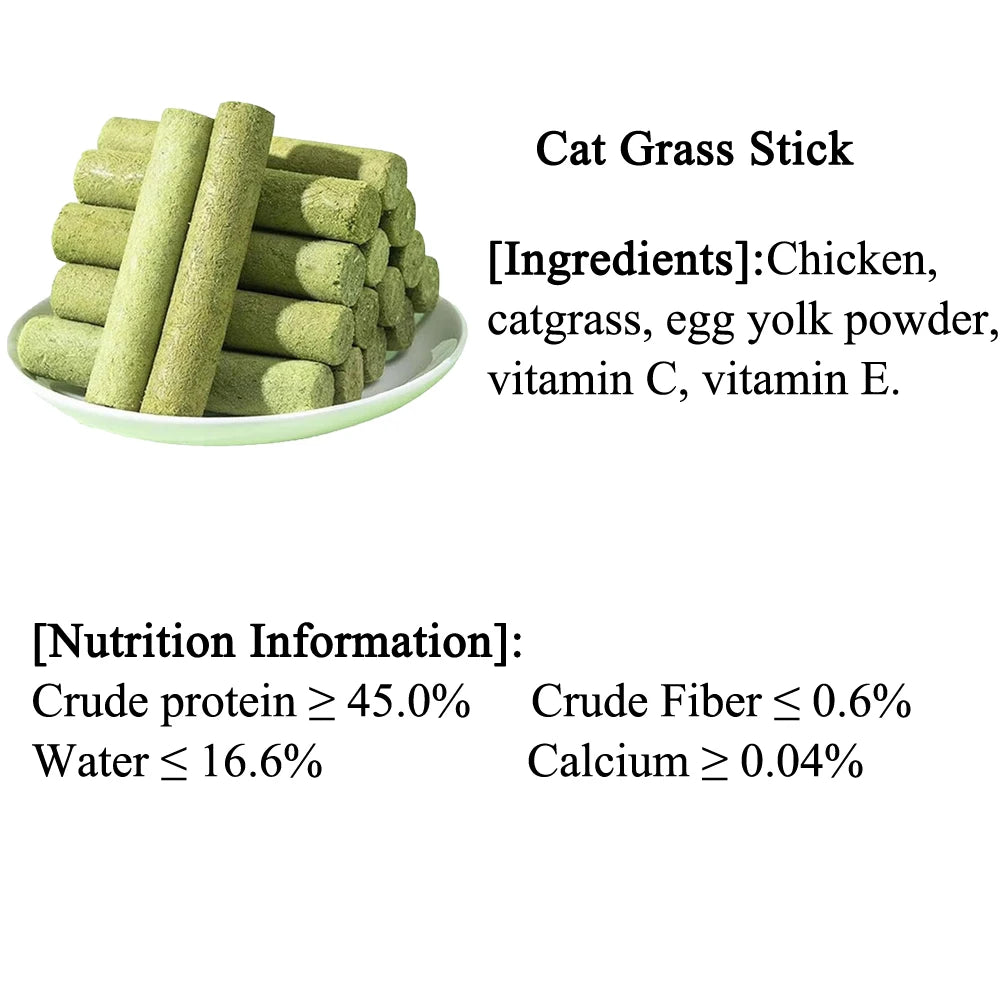 Cat Grass Teething Stick Cat Treats, Cat Grass Sticks for Indoor Cats, Cuddles and Meow Cat GrassSticks for Hairball