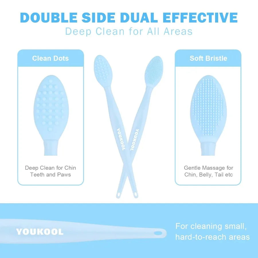 2PCS Pet Black Seed Brush for Cat Chin Acne and Blackhead Removal Silicone Double-sided Grooming Brush for Acne Treatment Acne