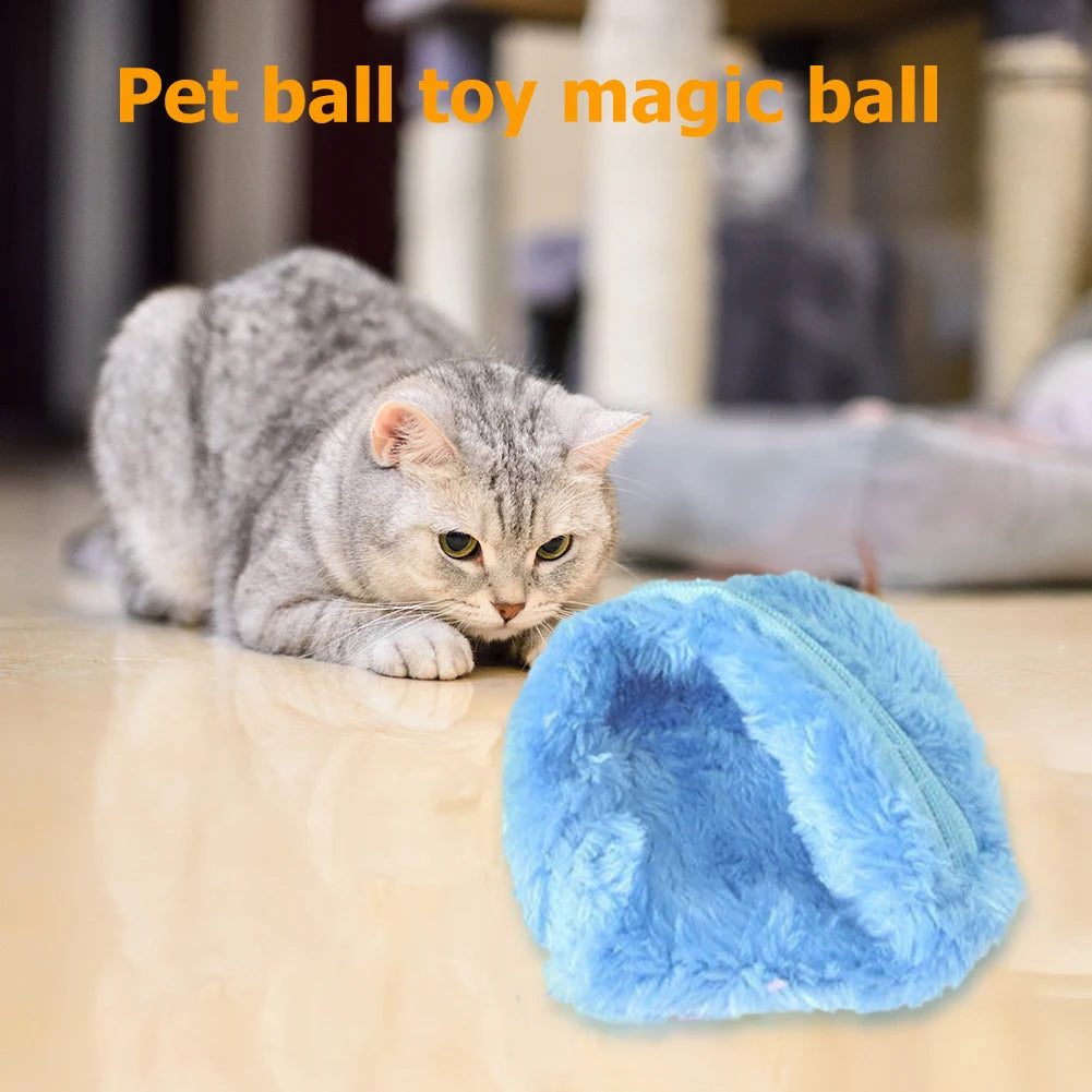 Interactive Toys Pet Electric Balls No Toxic 5pcs Automatic Dog Cat Balls Funny Rolling Toys with 4 Plush Caps for Home Cleaning