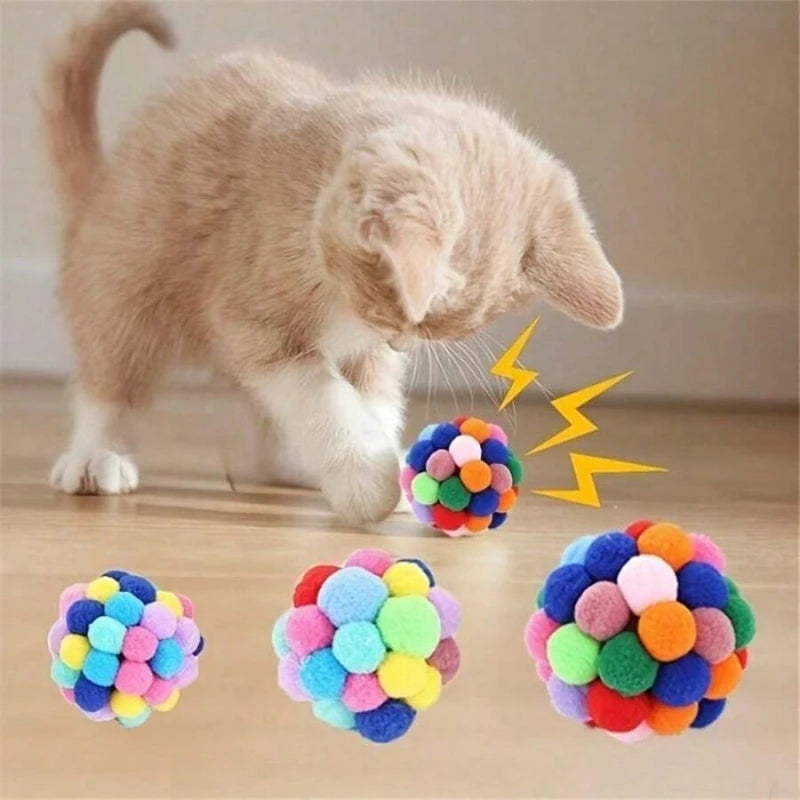Brighten Up Your Cat's Day With Colorful Pom-Pom - High-Quality Pet Toys!