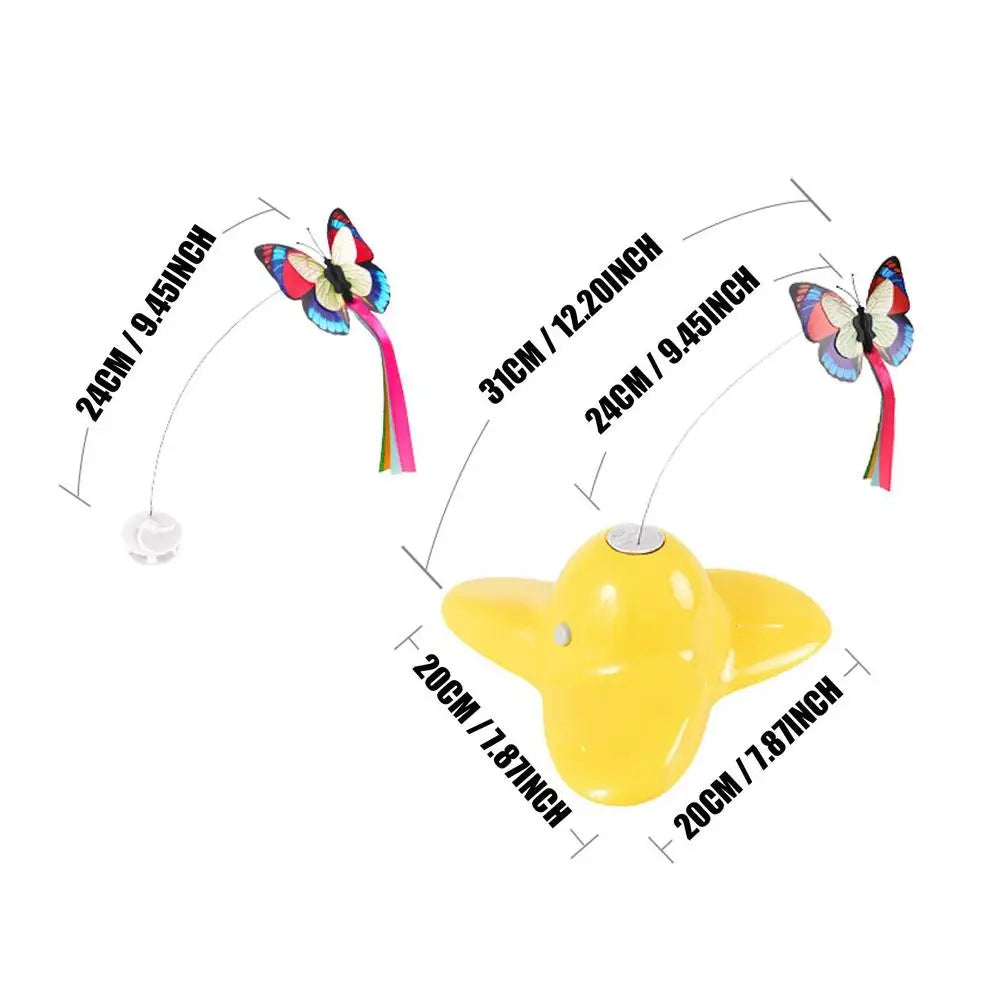Interactive Pet Toys Cat Toy Moving Cat Toys With LED Light Weighted Base Butterfly Flutter Pet Exercise Toy Self Play