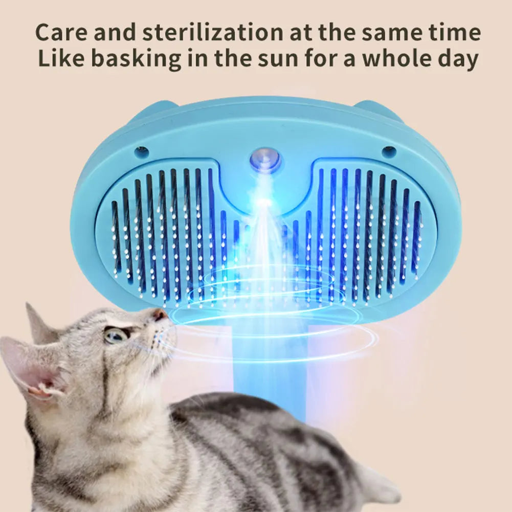 Cat Steamy Brush with Release Button Massage Grooming Brush Rechargeable Spray Cat Brush for Long and Short Hair Dogs and Cats