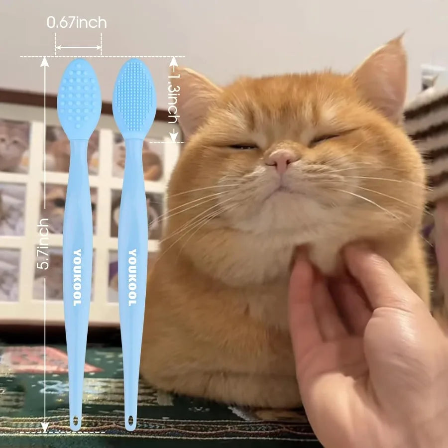 2PCS Pet Black Seed Brush for Cat Chin Acne and Blackhead Removal Silicone Double-sided Grooming Brush for Acne Treatment Acne