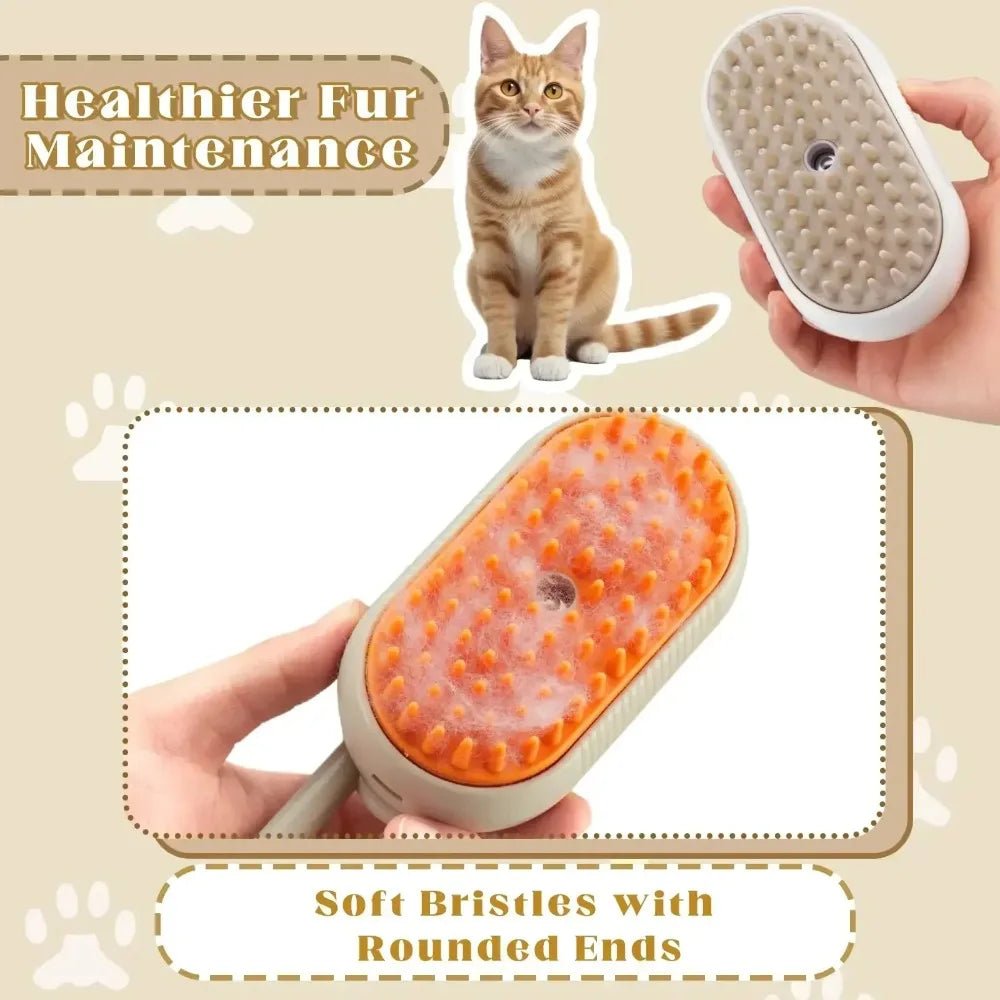 Electric Pet Grooming Brush 3-in-1 – Steamy Massage Brush for Dogs & Cats, Hair Removal Deshedder with Spray Function
