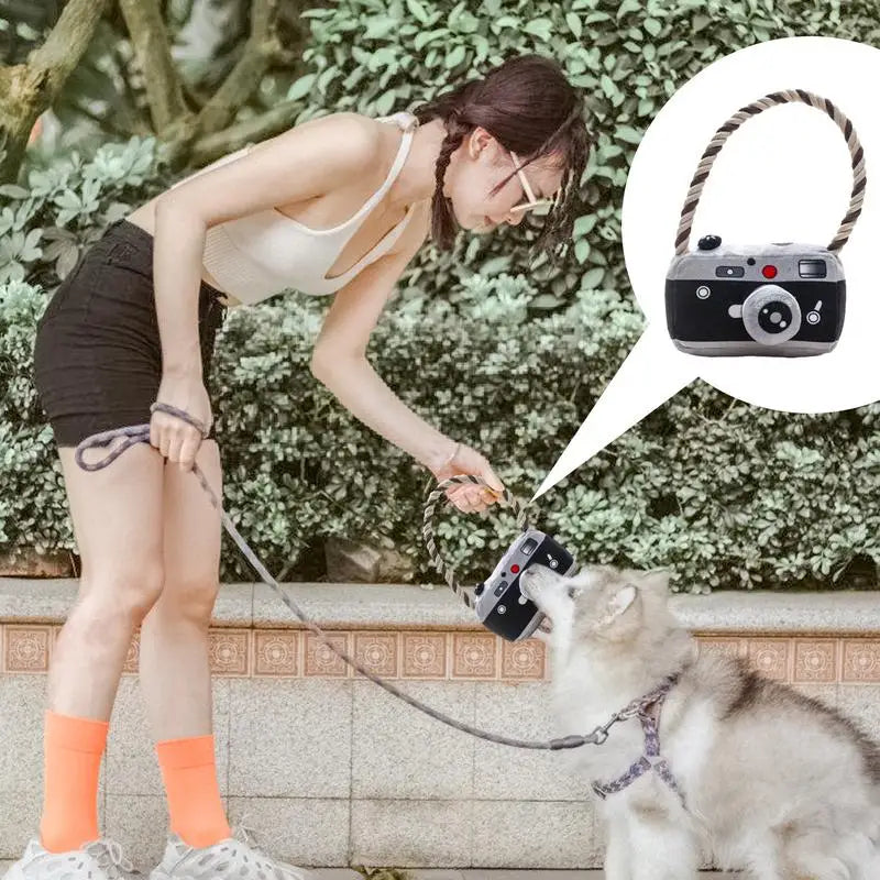 Dog Chewing Toys For Aggressive Chewers Squeaky Dog Toy Cute Camera Shape Plushie Pet Toys For Chewing & Teething