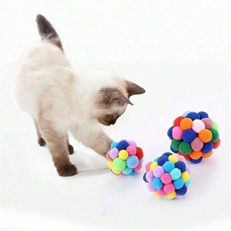Brighten Up Your Cat's Day With Colorful Pom-Pom - High-Quality Pet Toys!