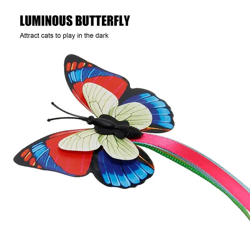 Interactive Pet Toys Cat Toy Moving Cat Toys With LED Light Weighted Base Butterfly Flutter Pet Exercise Toy Self Play